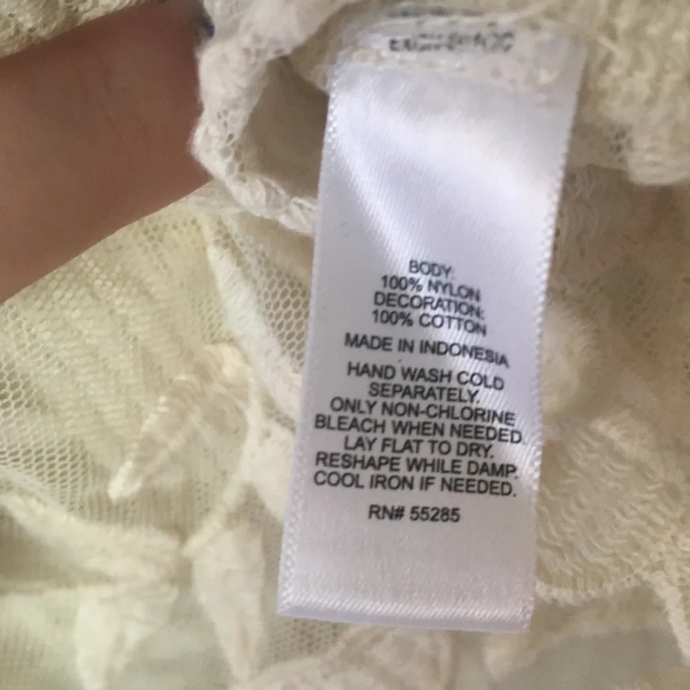 Express Cream Cap Sleeve Sheer Lace Top - Picture 10 of 10